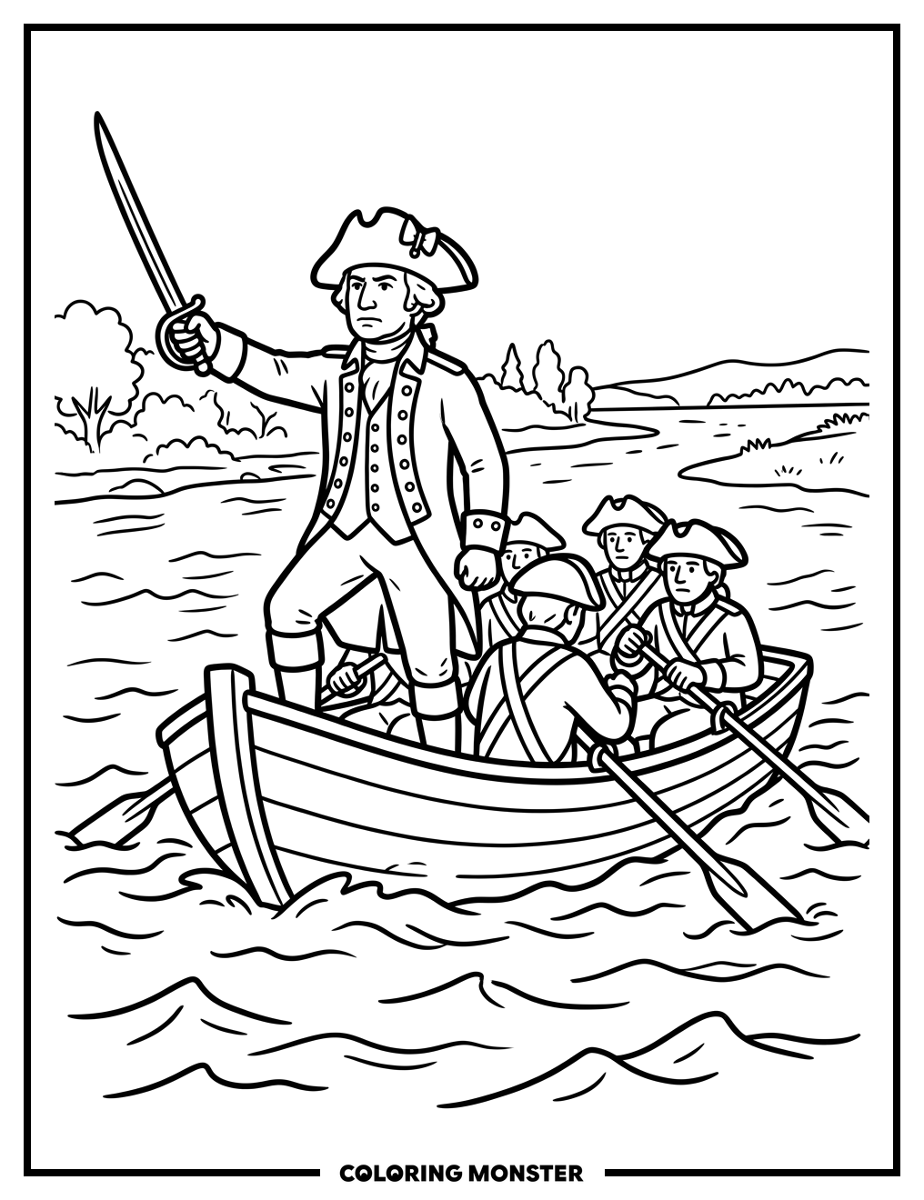 George Washington's River Crossing Coloring Page