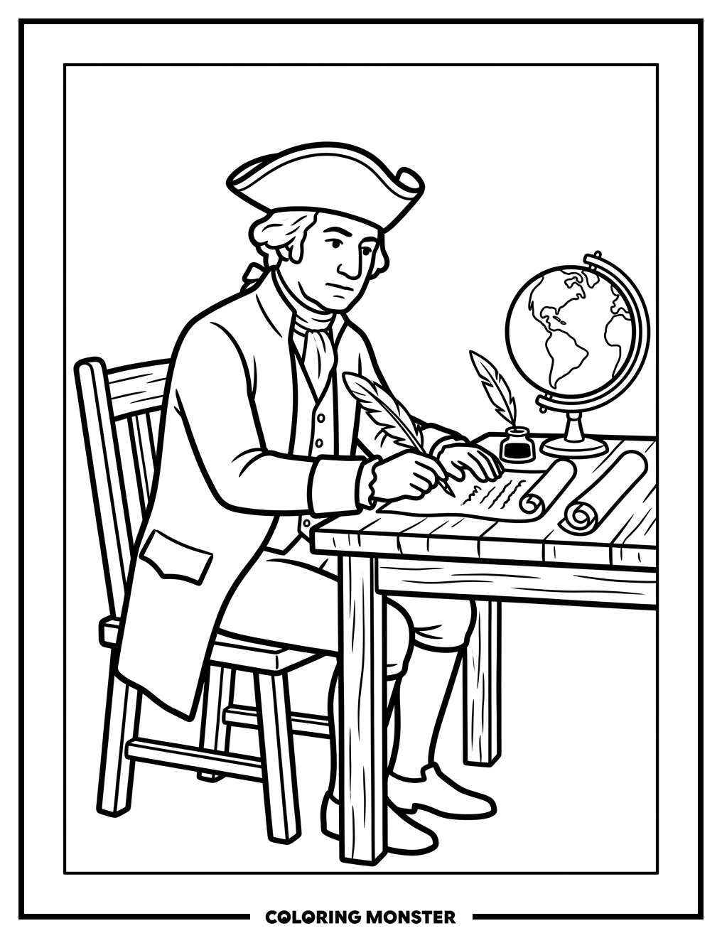 George Washington Signing A Document Coloring Page