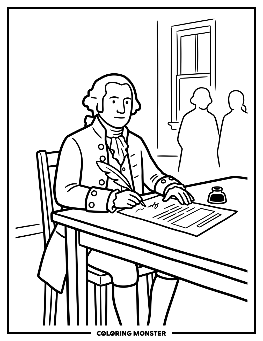 George Washington Signing Document Coloring Page