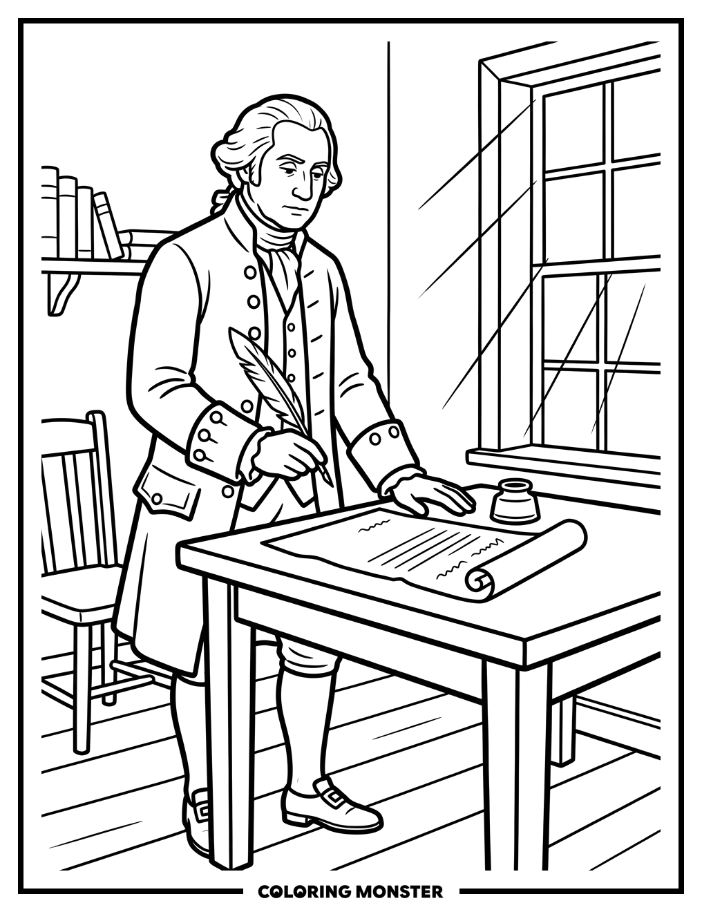 George Washington Signing The Declaration Coloring Page