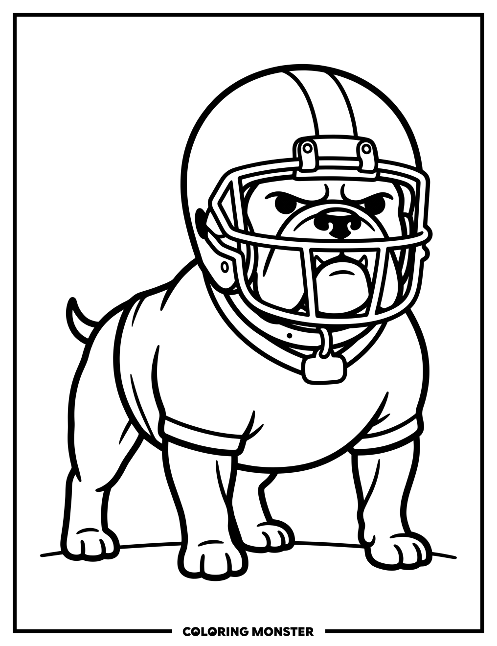 Georgia Bulldog Ready For Football Coloring Page