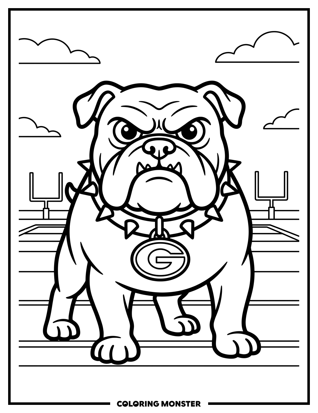 Georgia Bulldogs Mascot on Football Field Coloring Page
