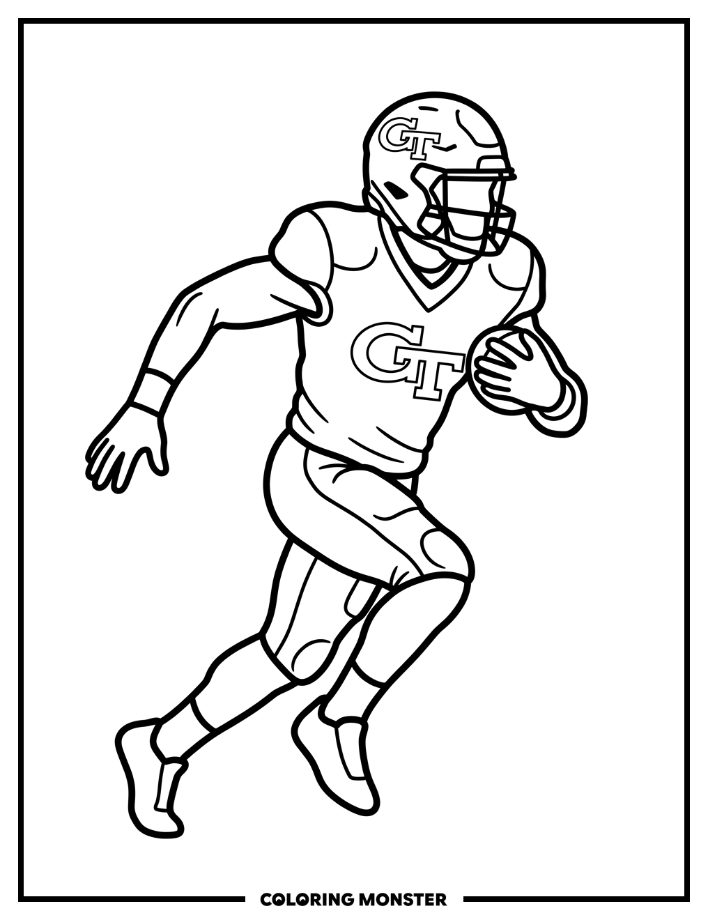 Georgia Tech Football Player Action Coloring Page