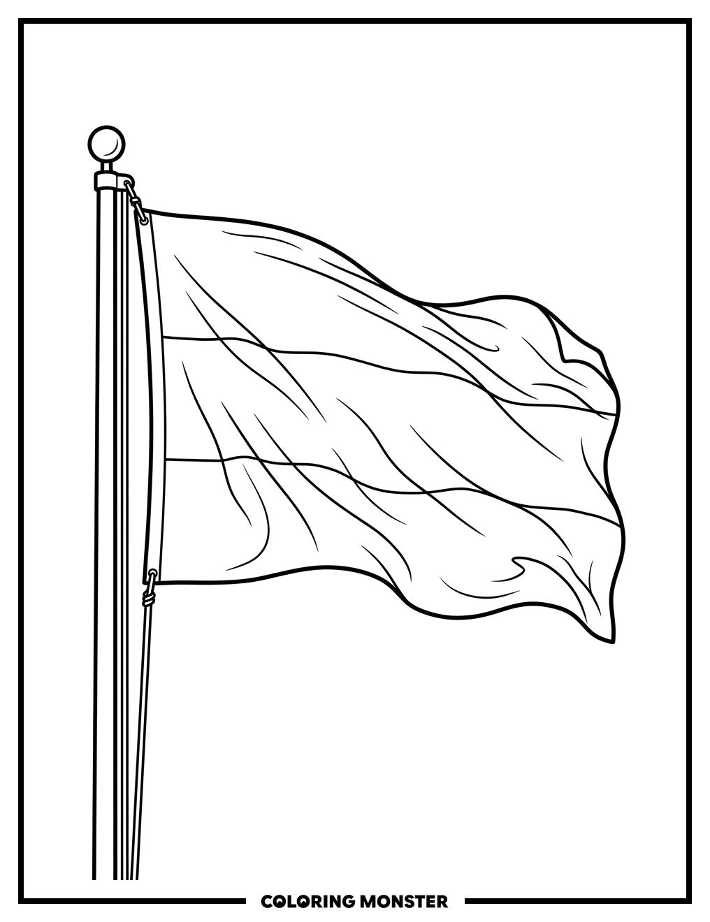 German Flag Fluttering in Breeze Coloring Page
