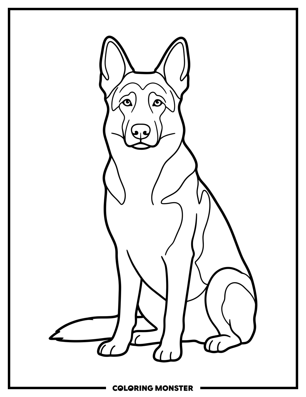 German Shepherd Dog Portrait Coloring Page