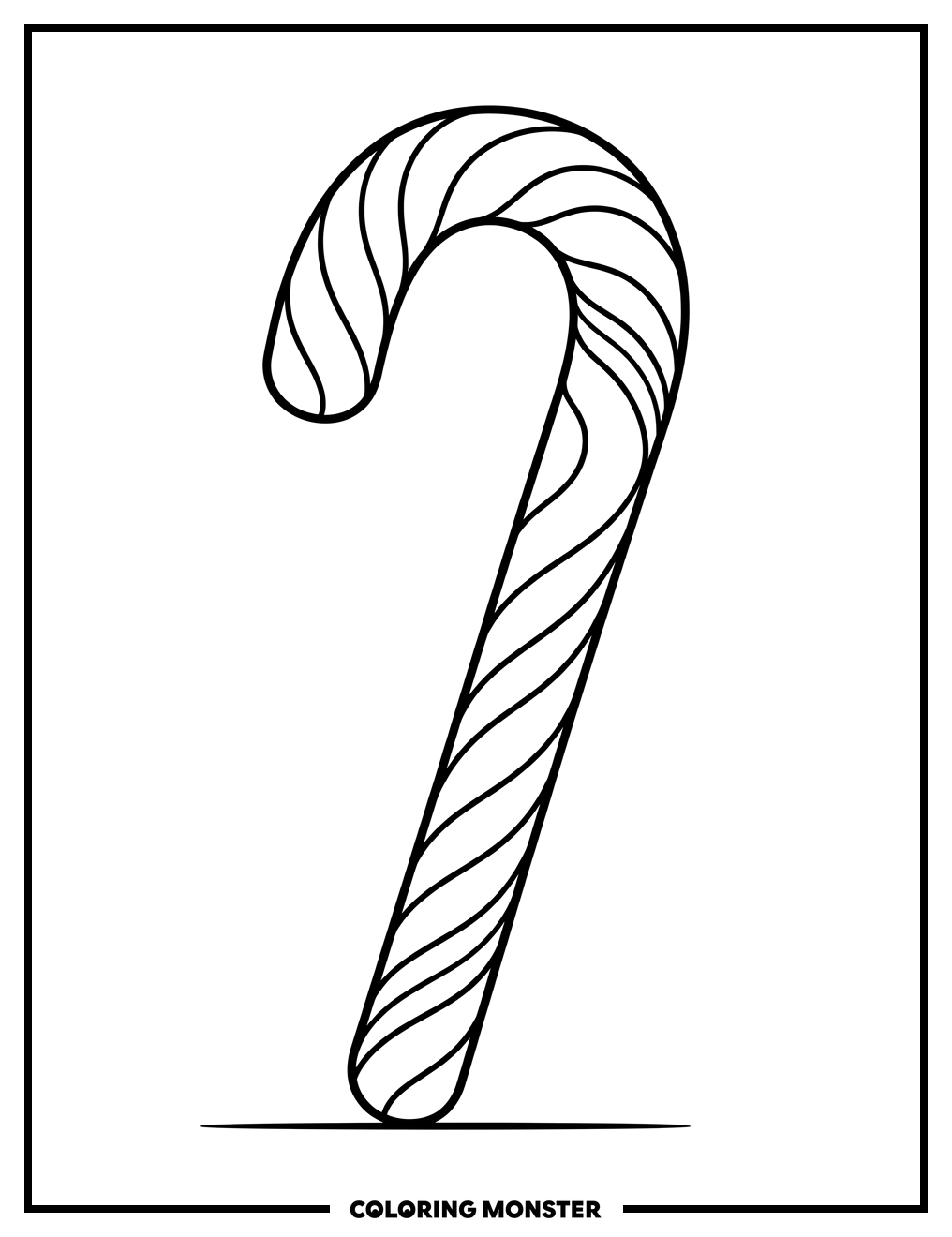 Giant Candy Cane Standing Tall Coloring Page