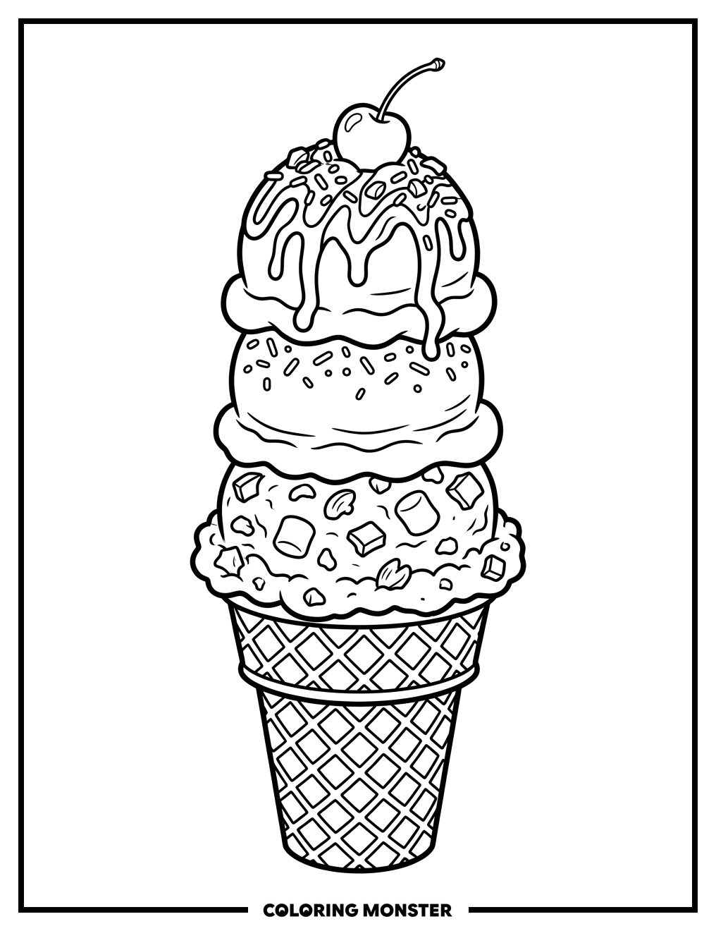 Giant Ice Cream Cone Coloring Page
