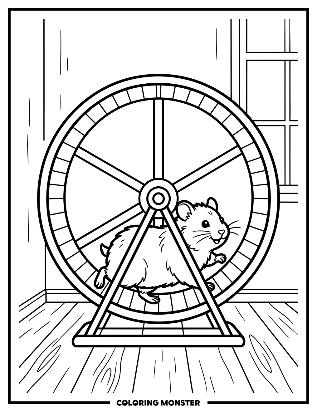 Giblet the Hamster Running in Wheel Coloring Page