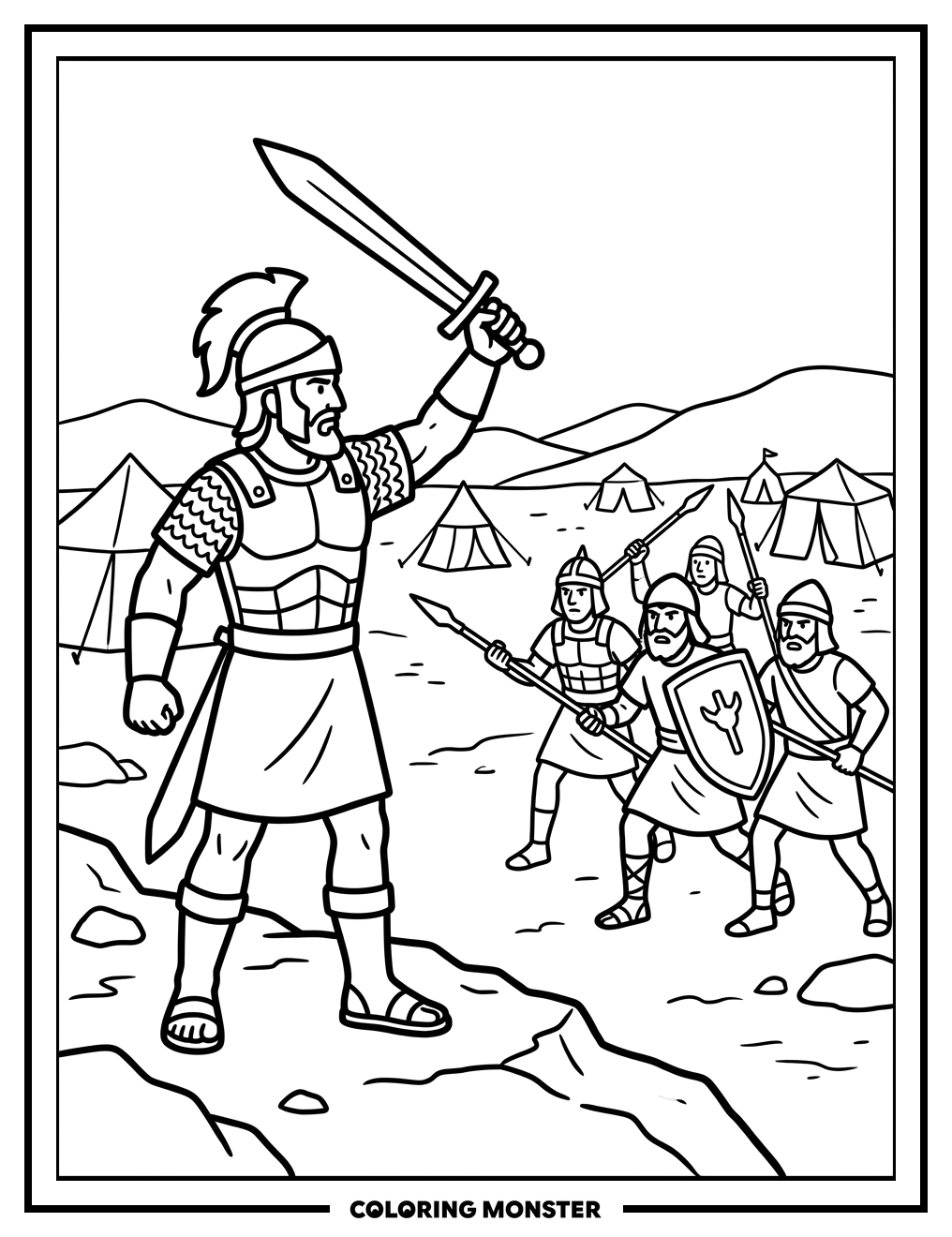 Gideon Battles Amalekites Coloring Page