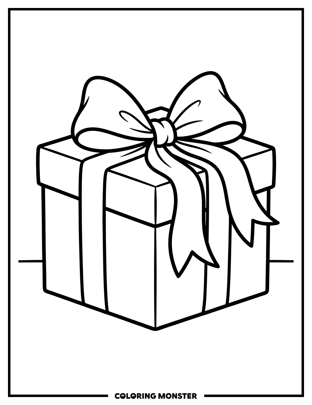 Gift Box With Bow Coloring Page