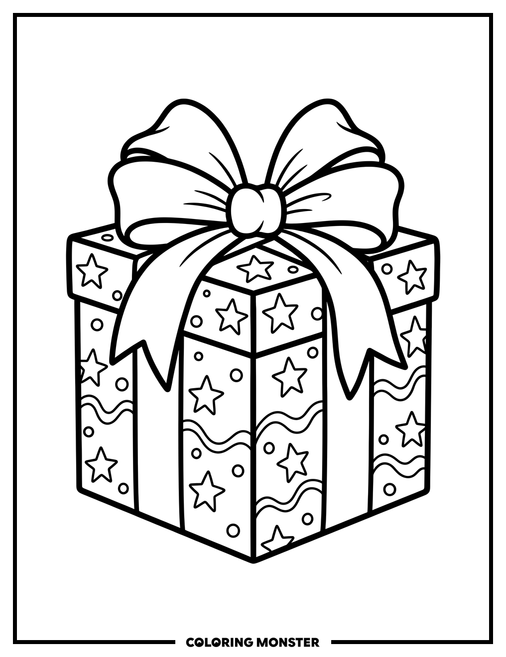 Gift Box With Ribbon Coloring Page