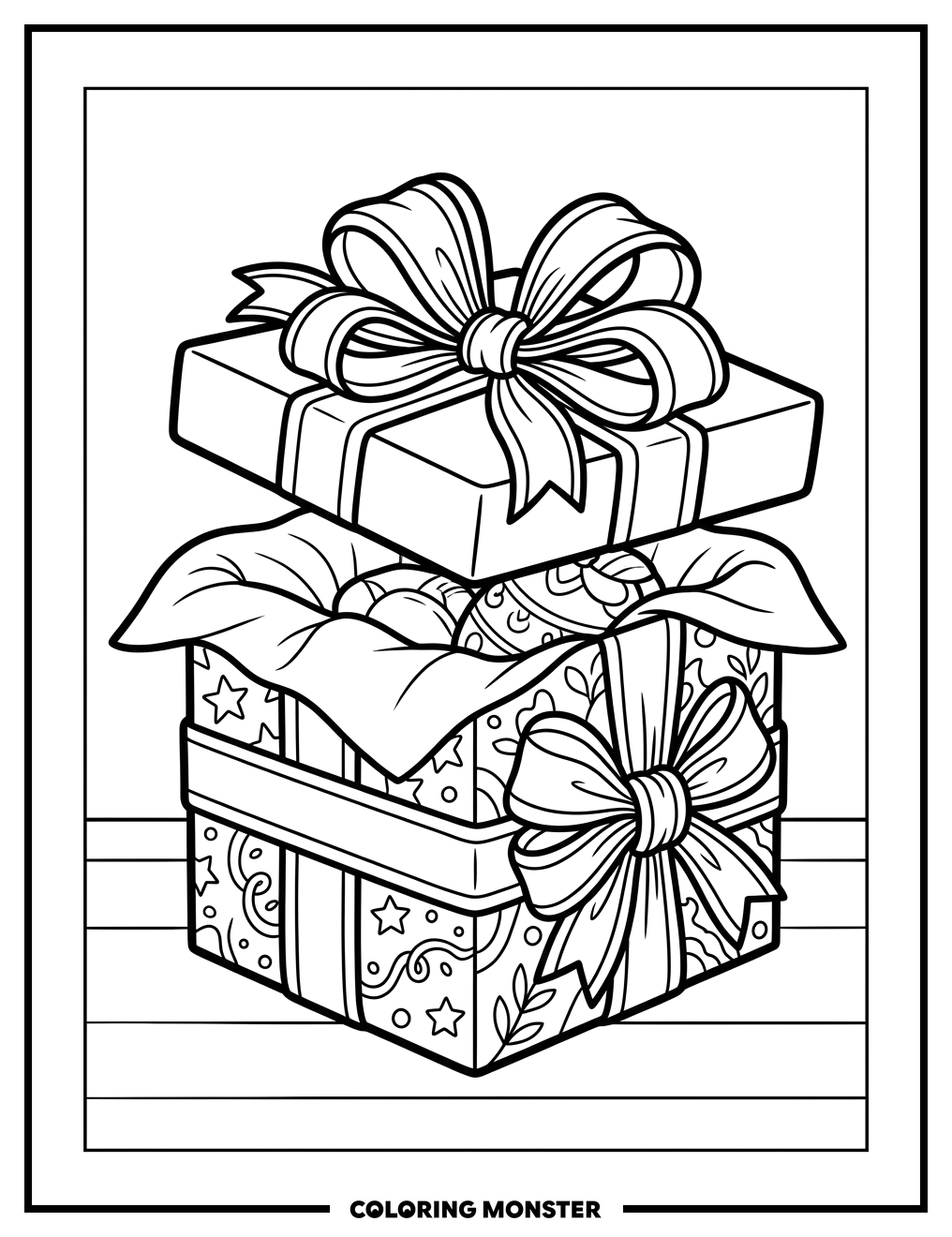 Gift Box with Ribbon Coloring Page
