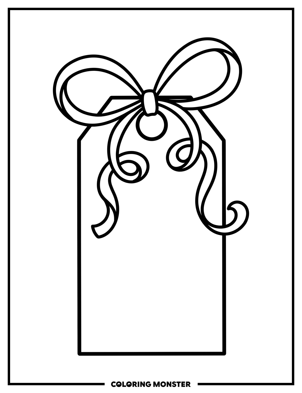 Gift Tag with Ribbon Bow Coloring Page