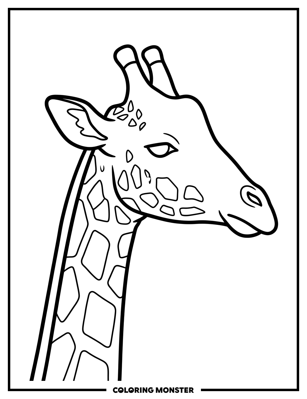 Giraffe Head Profile Coloring Page