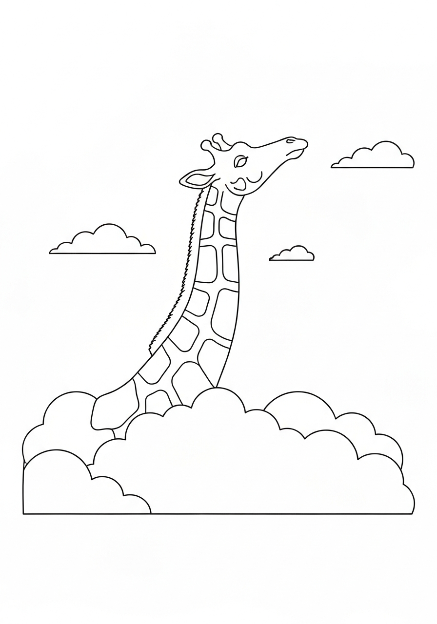 Giraffe Reaching For Clouds