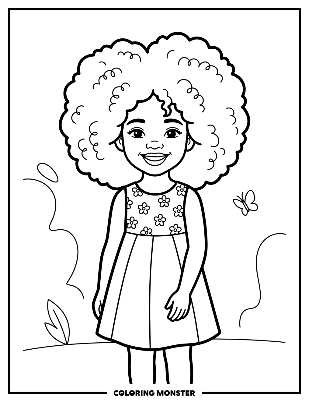 Girl With Afro Coloring Page
