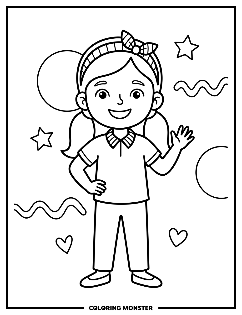 Girl With Preppy Headband Coloring Page