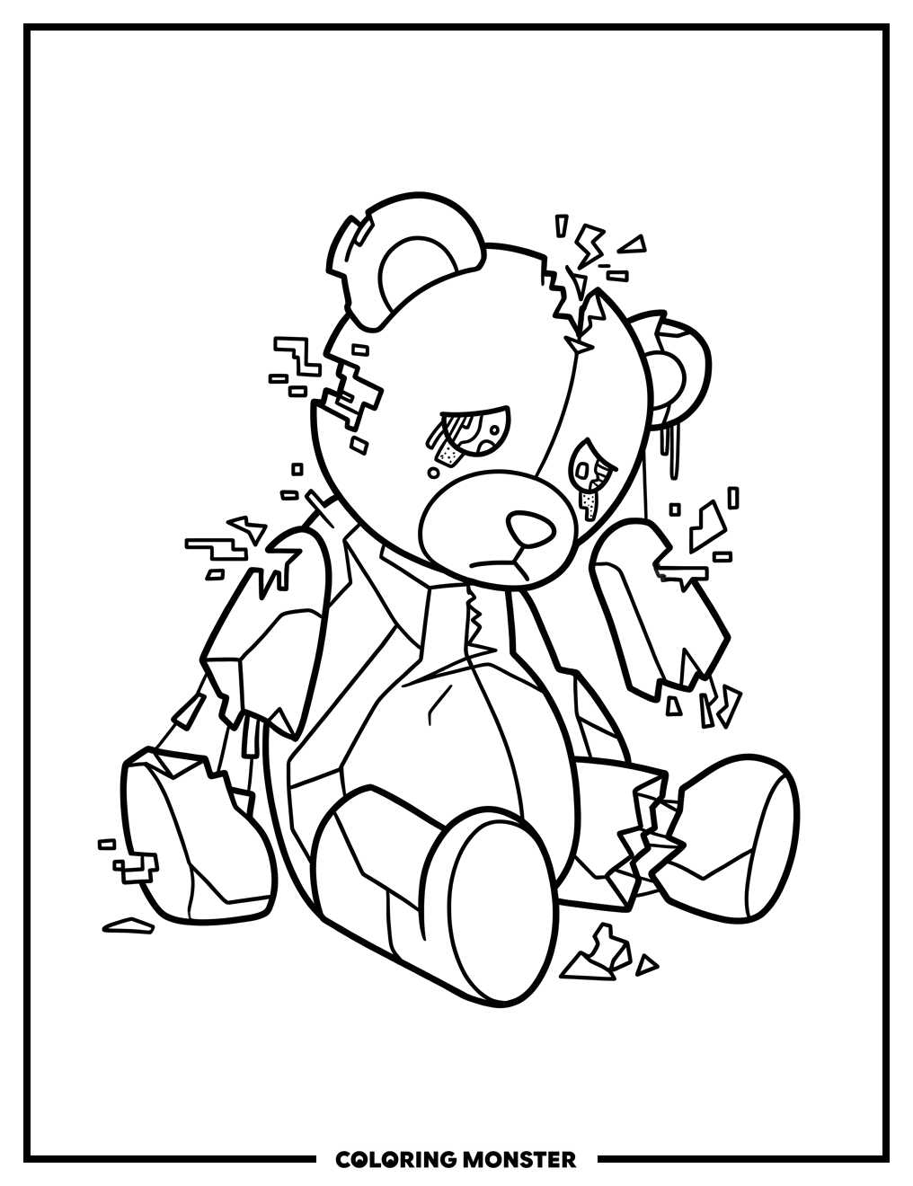 Glitching Teddy Bear Coloring Page
