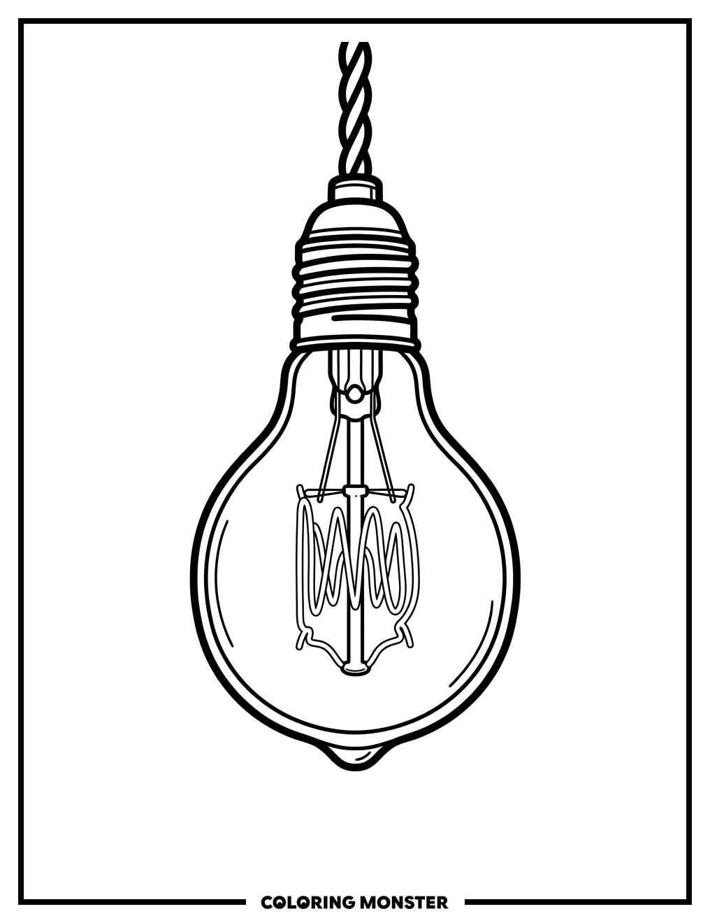 Glowing Light Bulb Coloring Page