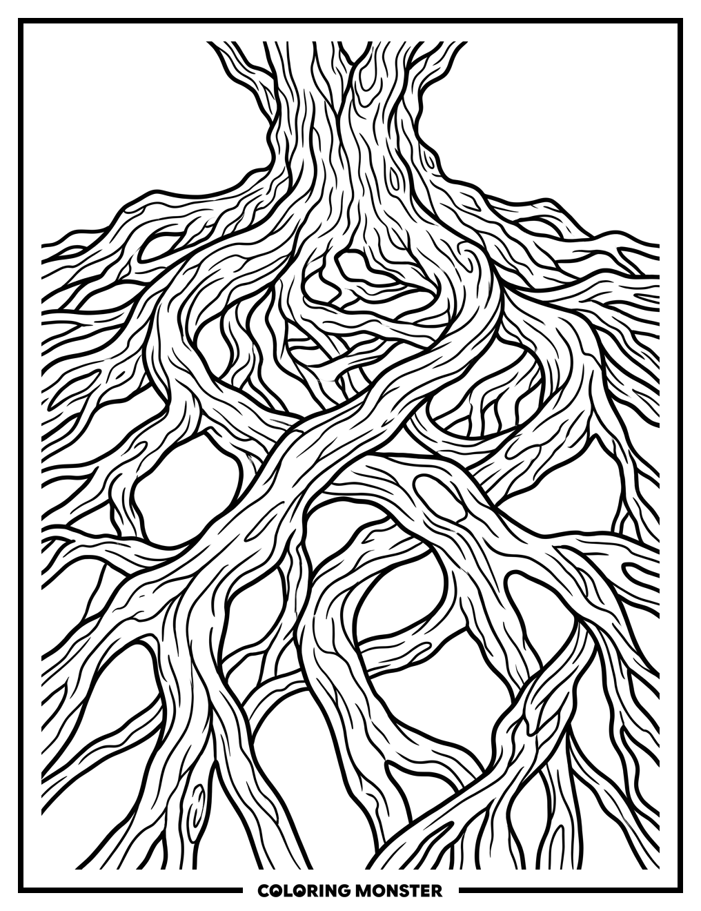 Gnarled Tree Roots Network Coloring Page