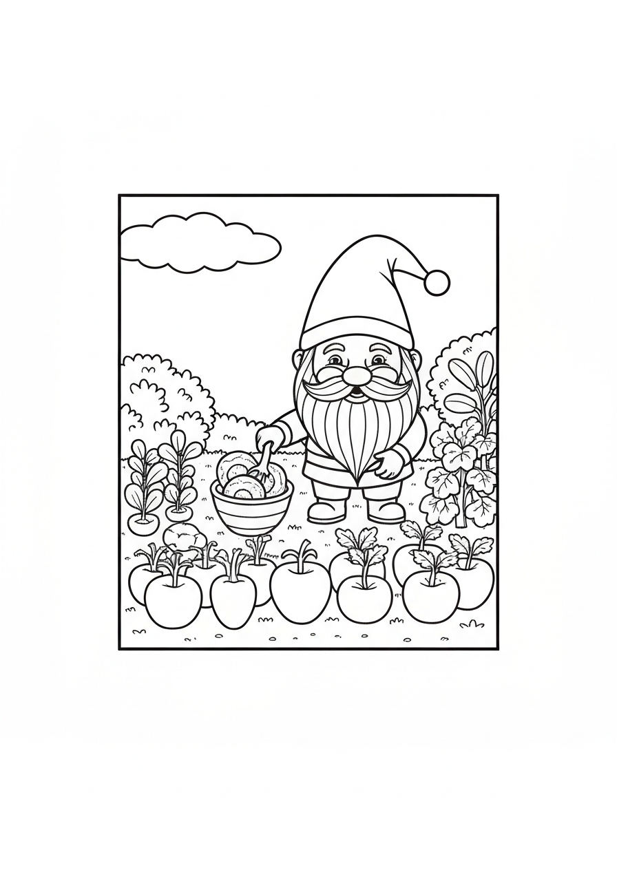 Gnome Tending A Vegetable Garden