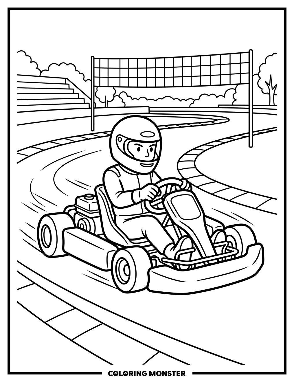 Go-Kart Race Finish Coloring Page