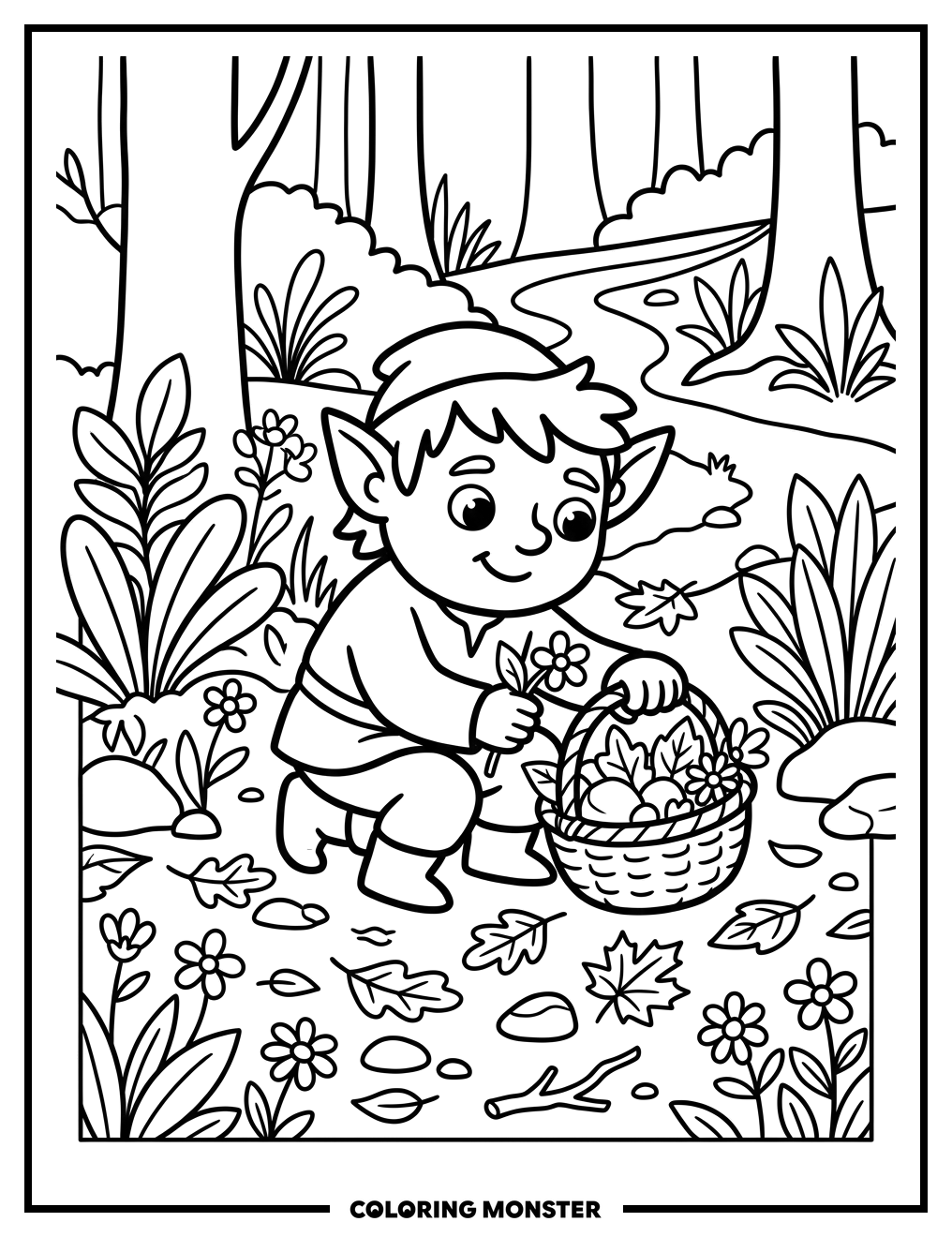 Goblin Gathering Forest Treasures Coloring Page