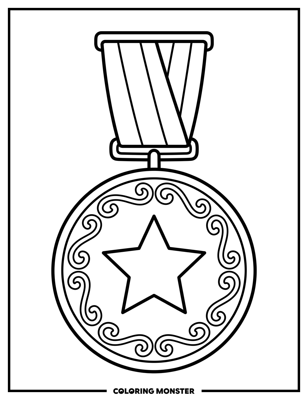 Gold Medal With Ribbon Coloring Page