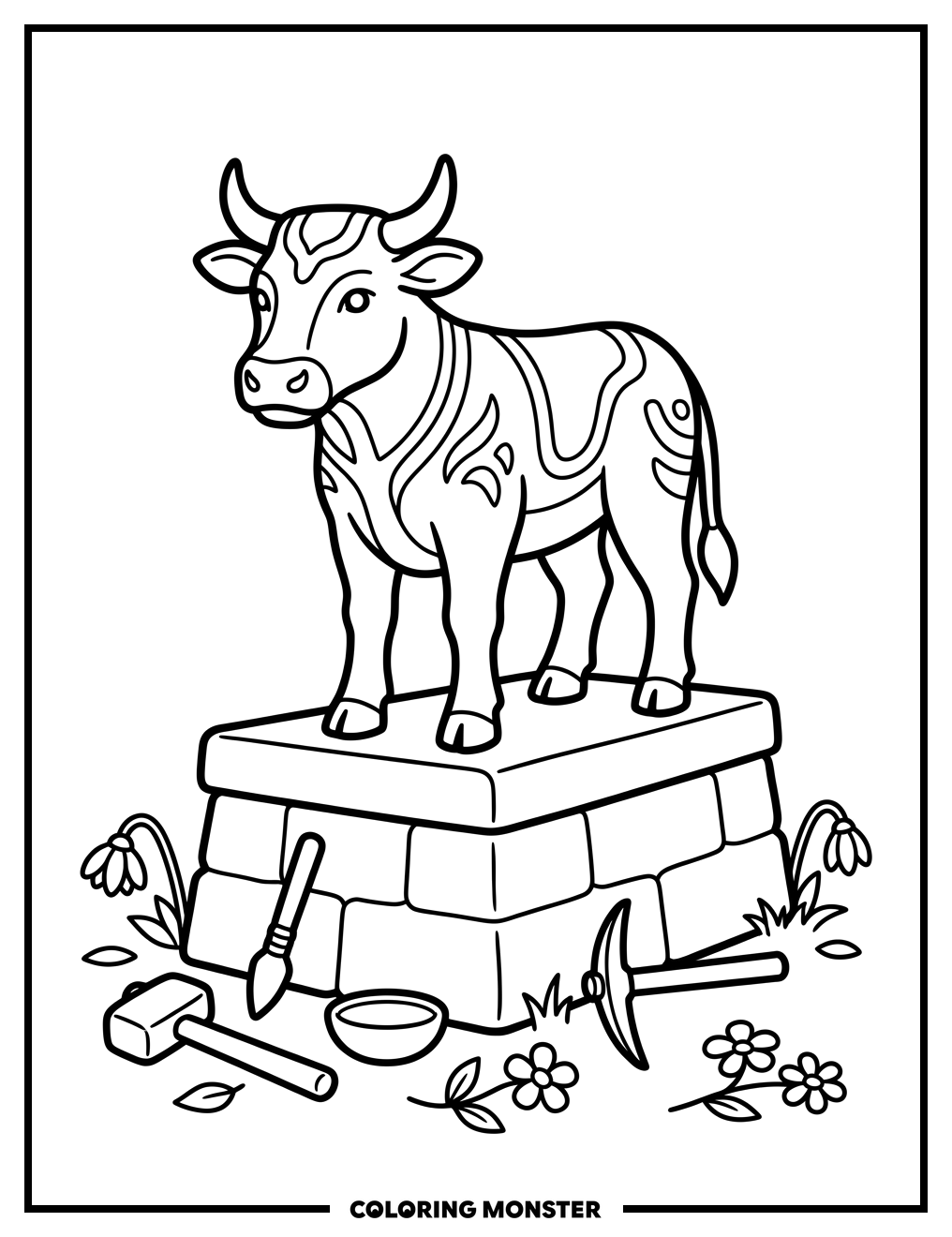 Golden Calf Statue on Altar Coloring Page