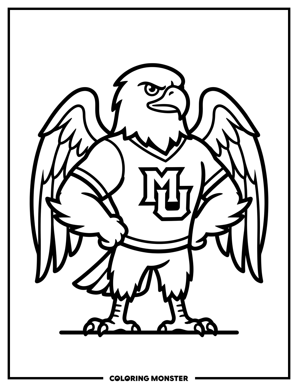 Golden Eagle Mascot Coloring Page