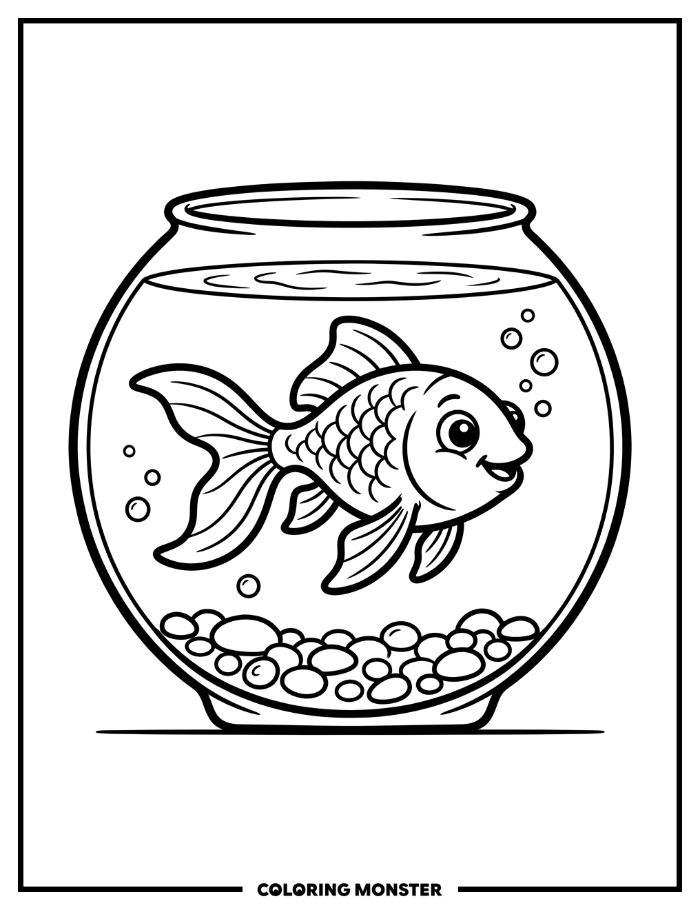 Goldfish in a Fishbowl Coloring Page