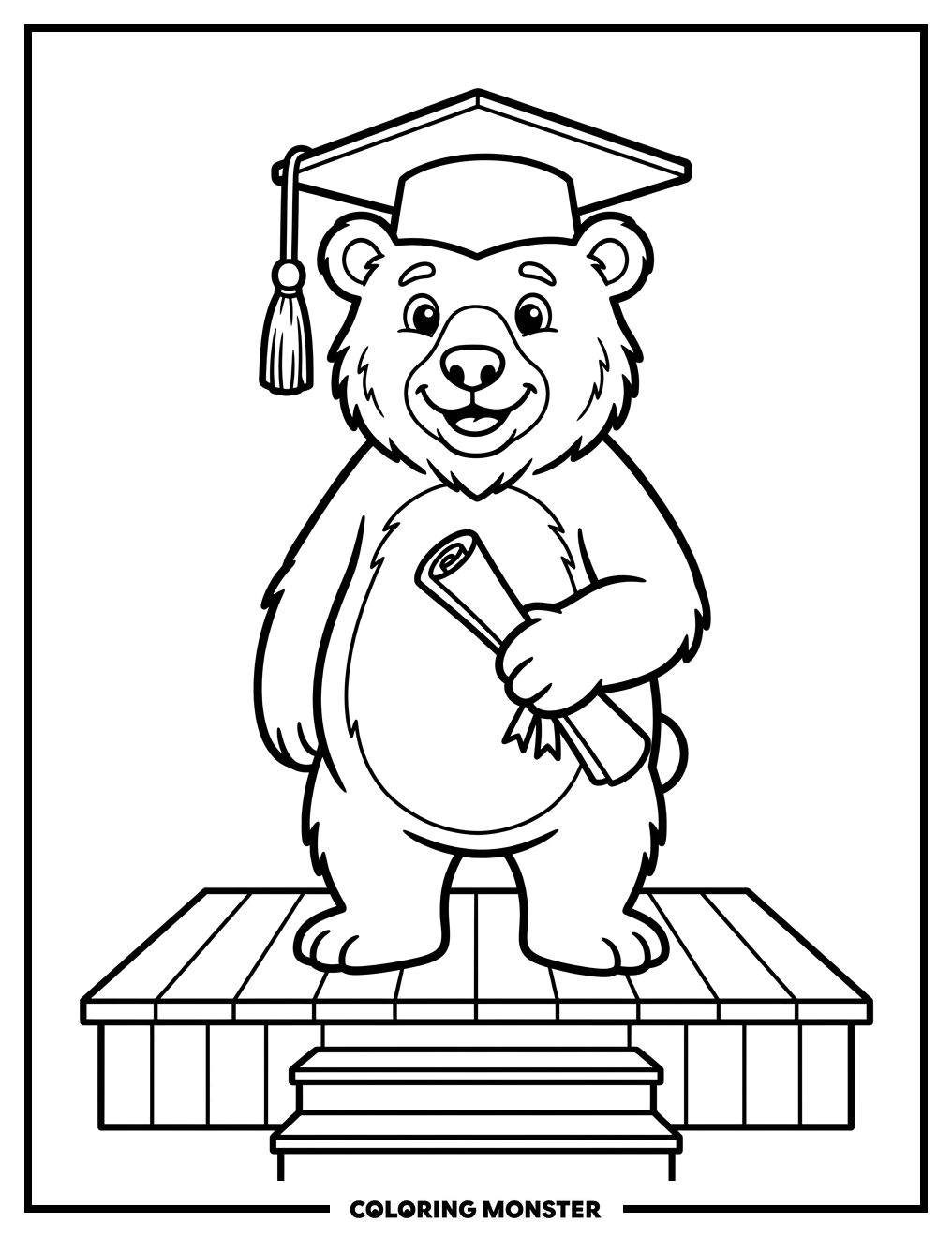 Graduation Bear Holding Diploma