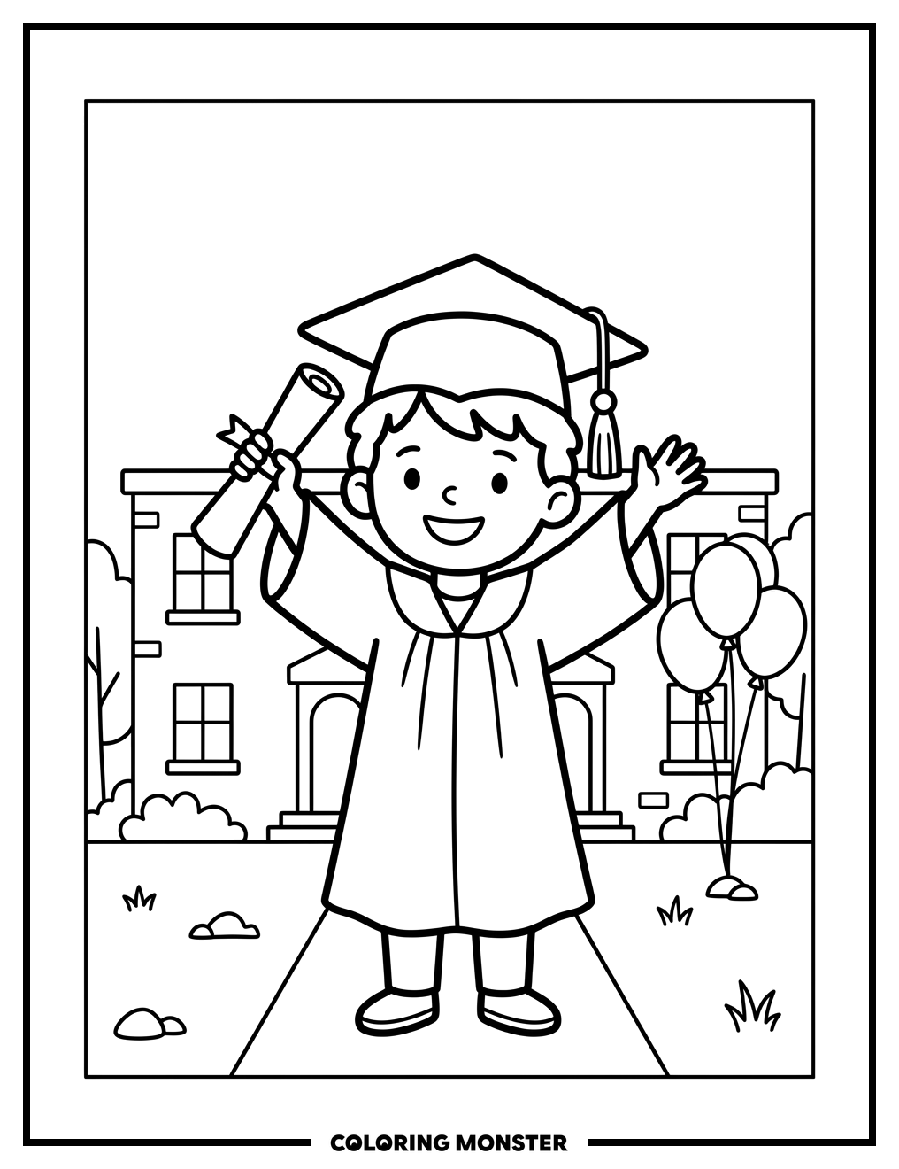 Graduation Day Celebration Coloring Page