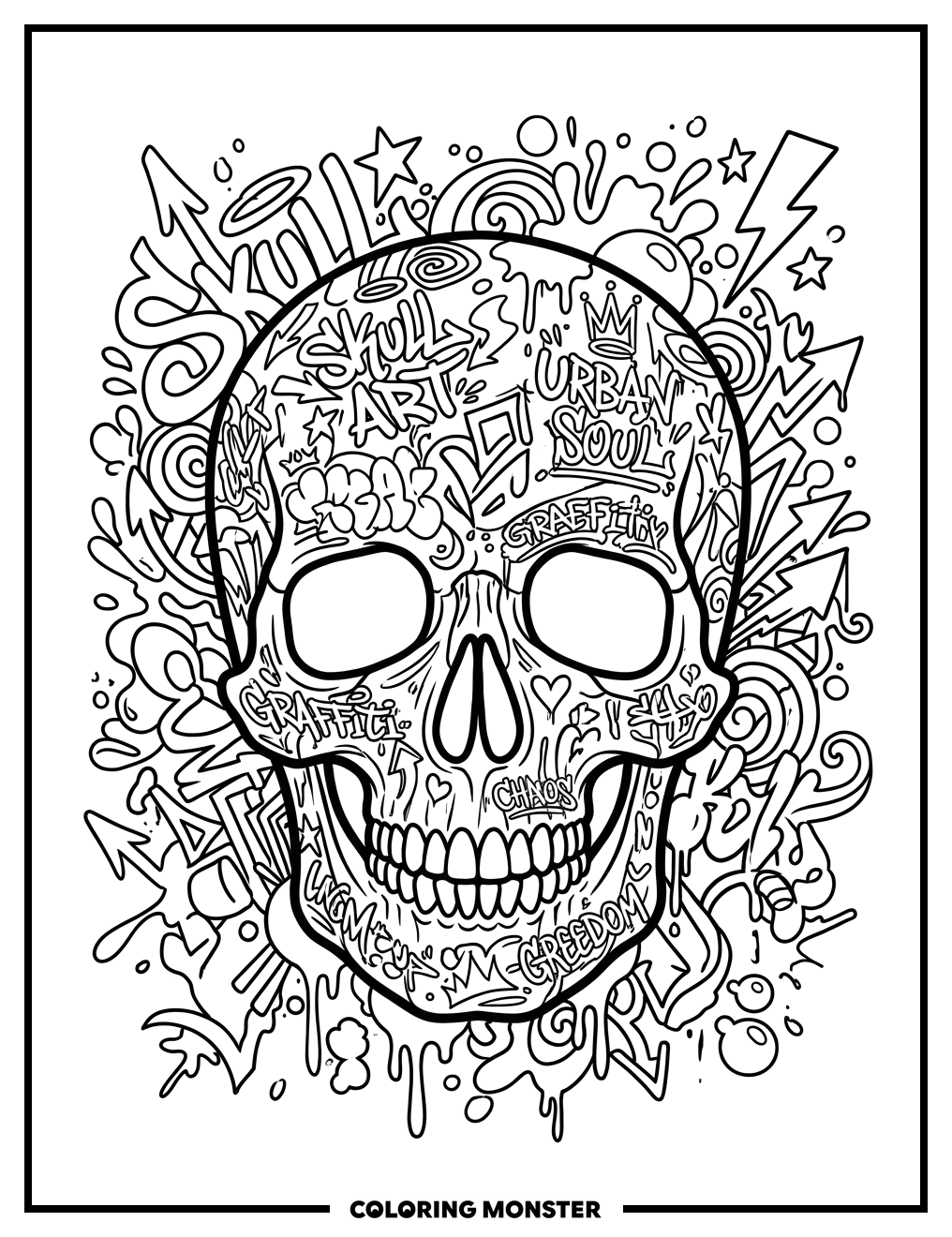 Graffiti Skull Art Coloring Page