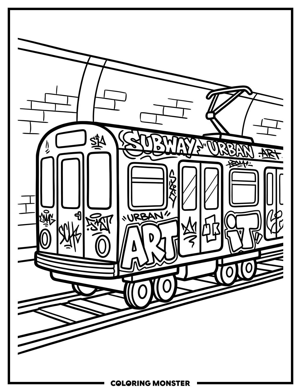 Graffiti Subway Train Coloring Page