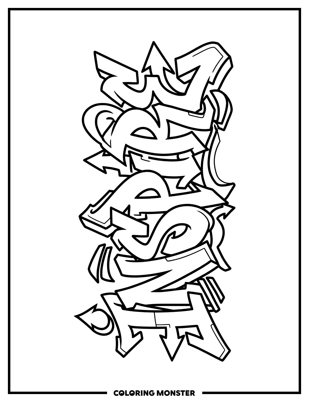 Graffiti Word Art Coloring Page