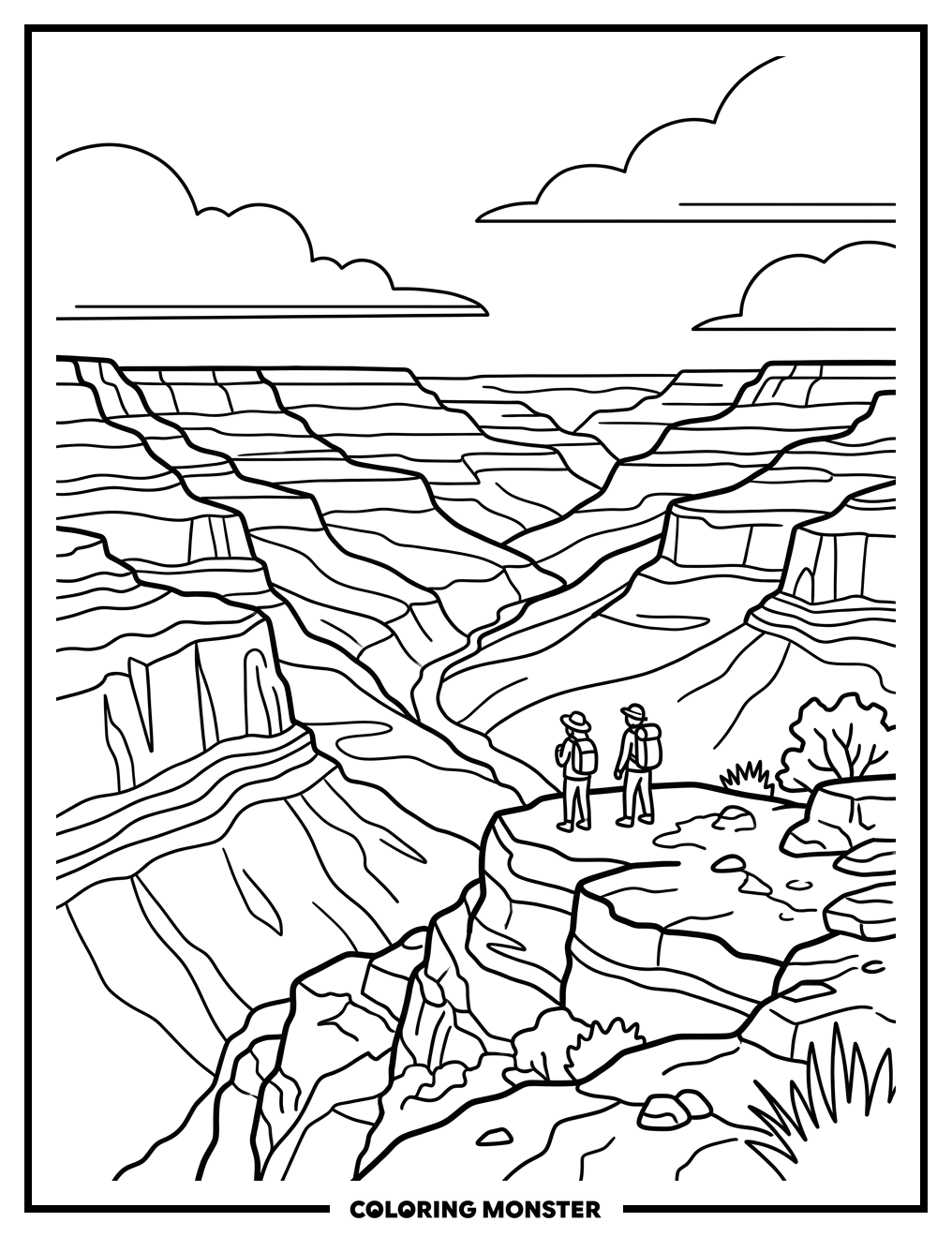 Grand Canyon Scenic Overlook Coloring Page