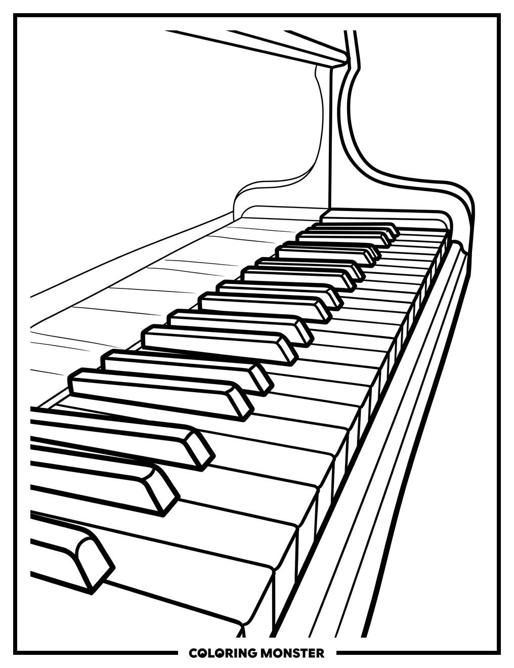 Grand Piano Keys Coloring Page