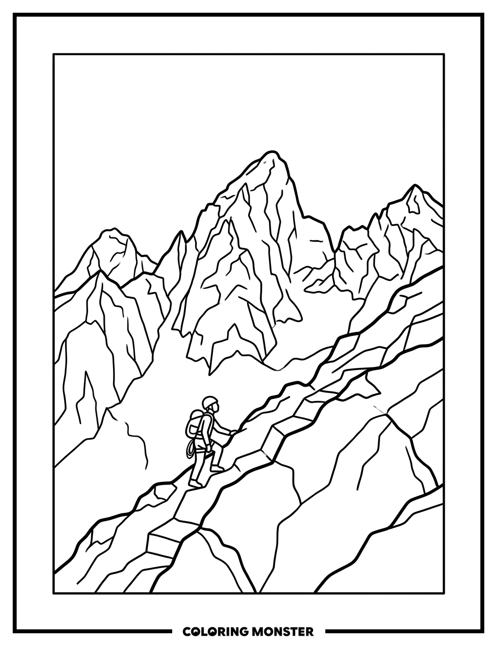 Grand Teton Mountain Climb Coloring Page