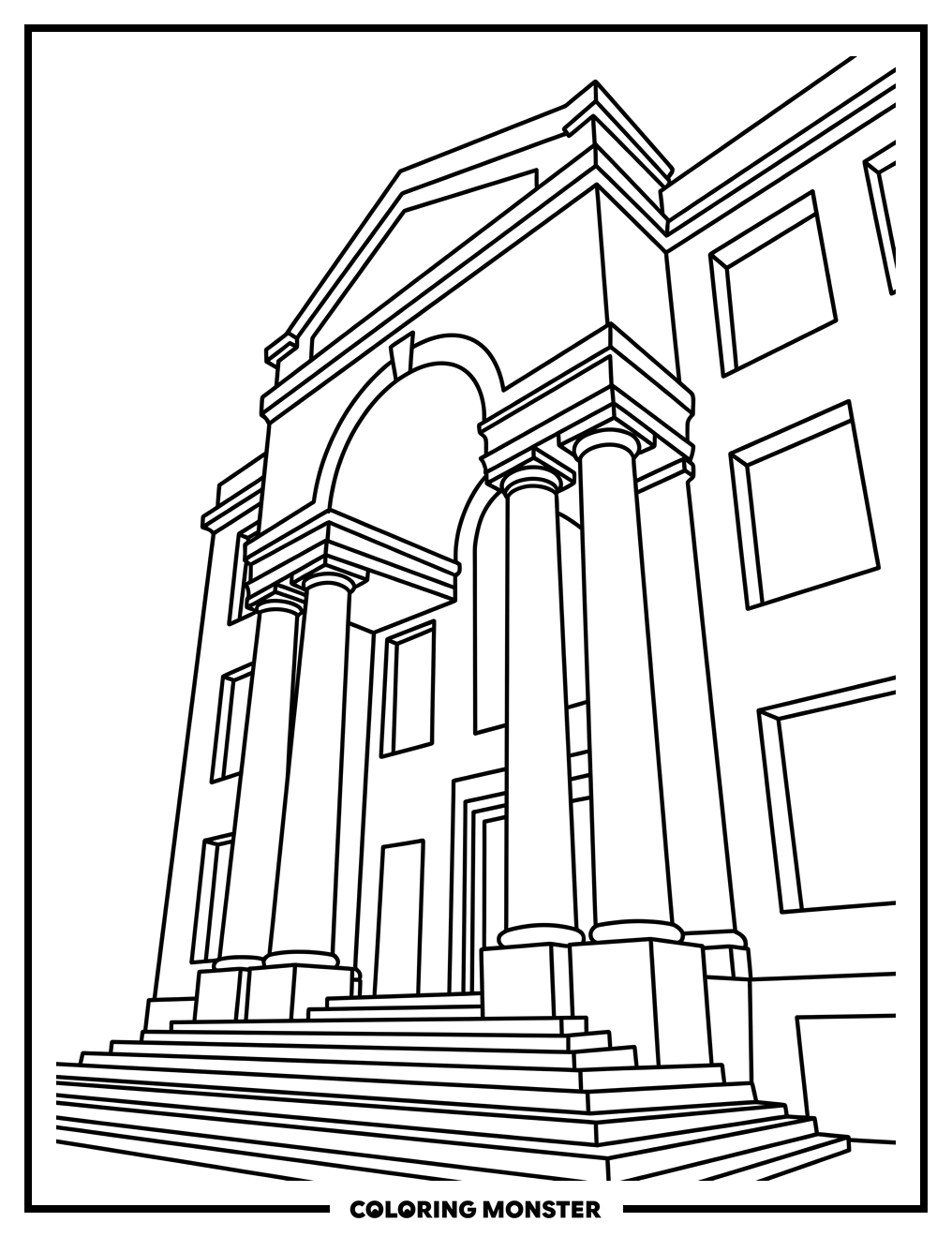 Grand University Building Coloring Page