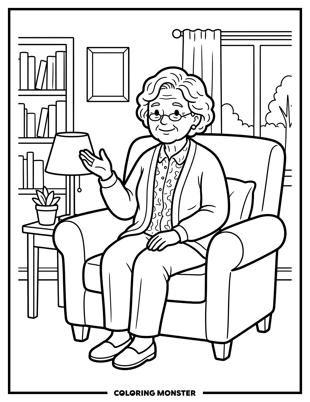 Grandmother Giving Advice Coloring Page