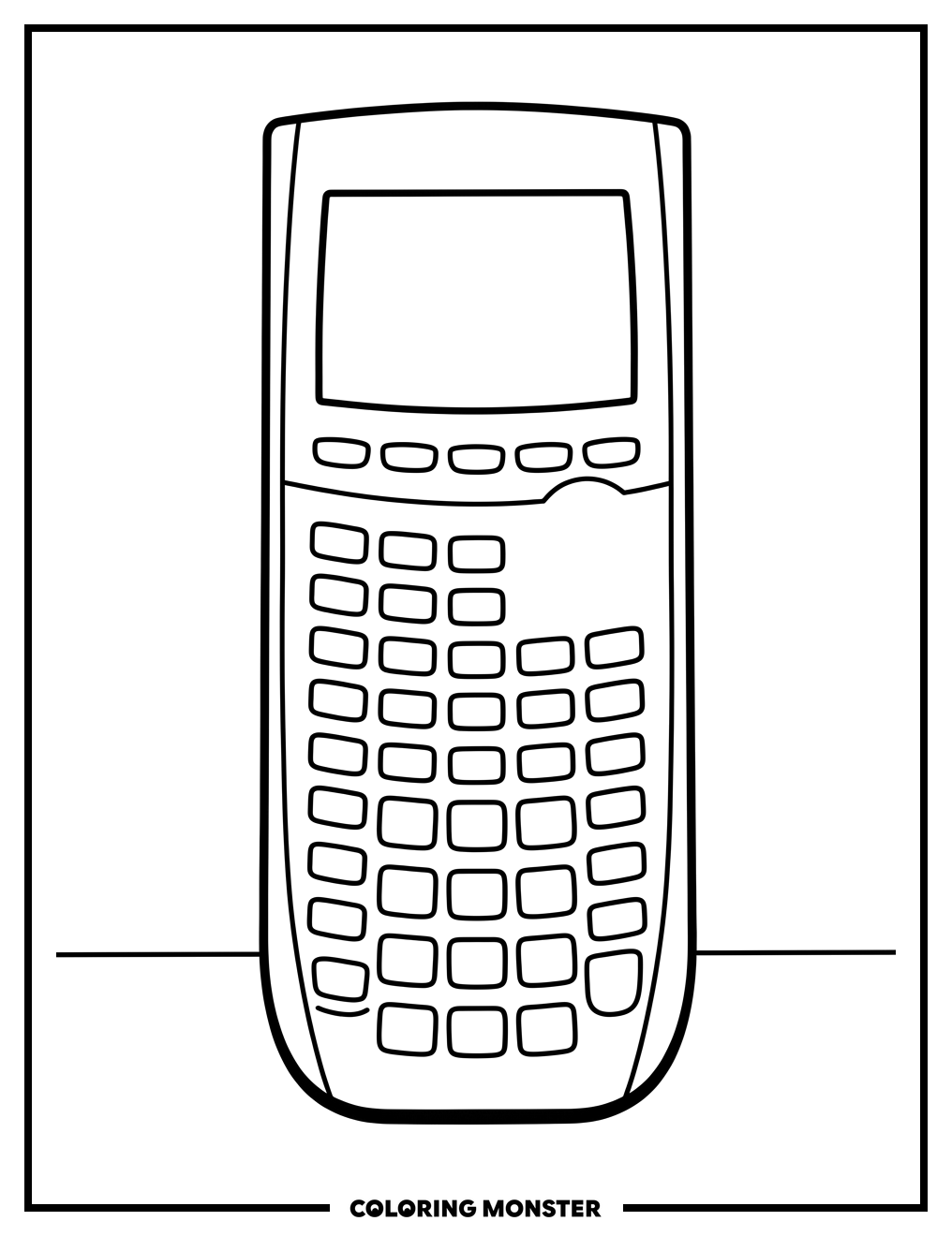 Graphing Calculator on Desk Coloring Page