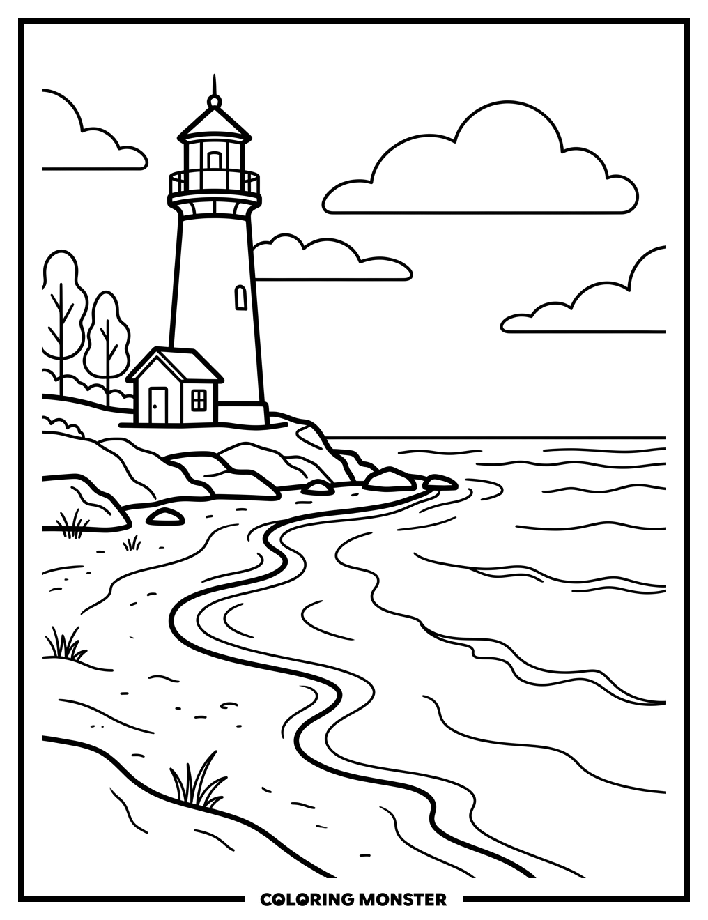 Great Lakes Lighthouse Beach Coloring Page