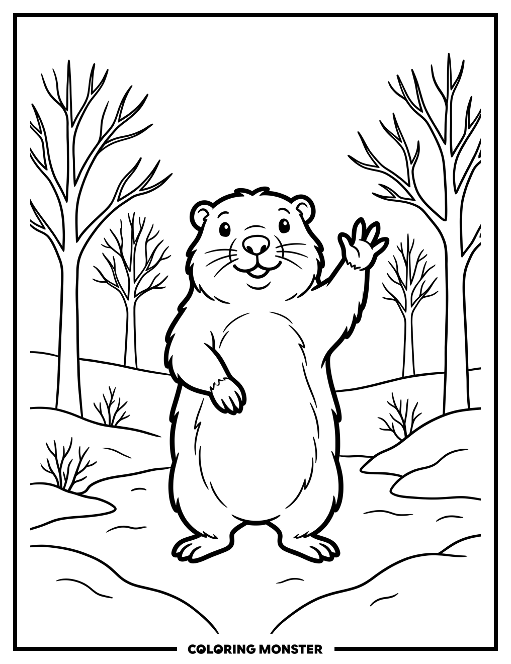 Groundhog Day Groundhog Coloring Page