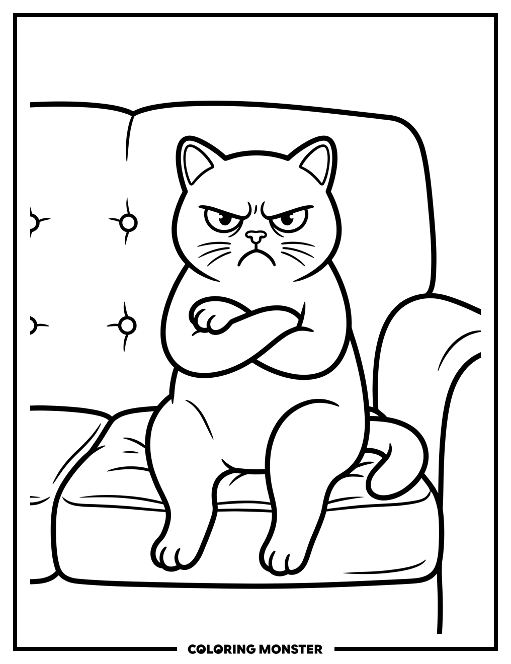 Grumpy Cat on Sofa Coloring Page