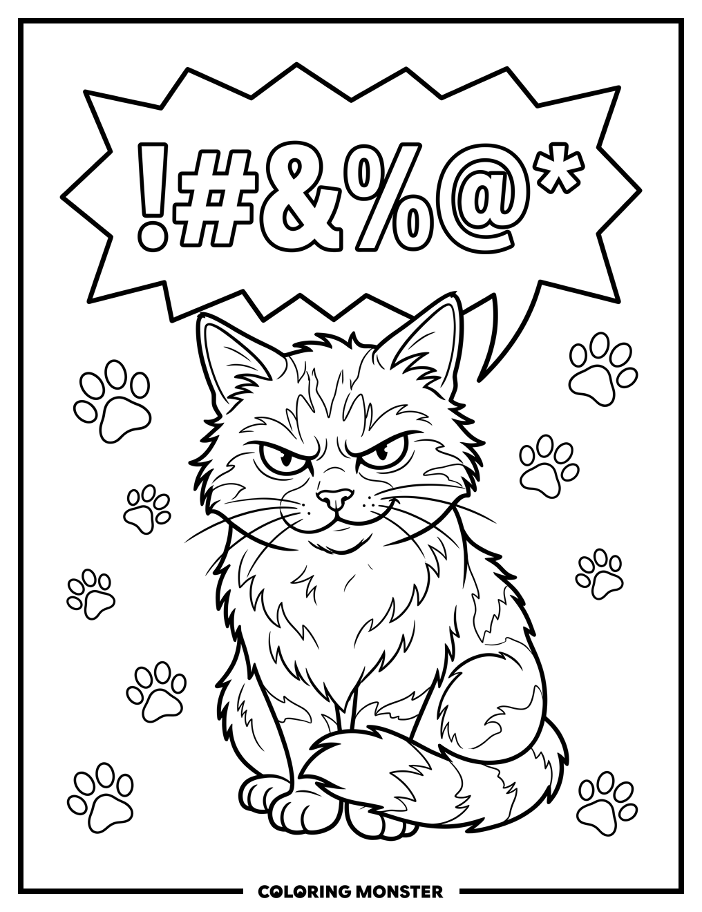 Grumpy Cat's Swear Word Bubble Coloring Page