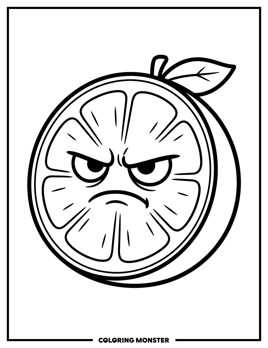 Grumpy Lemon Slice Coloring Page