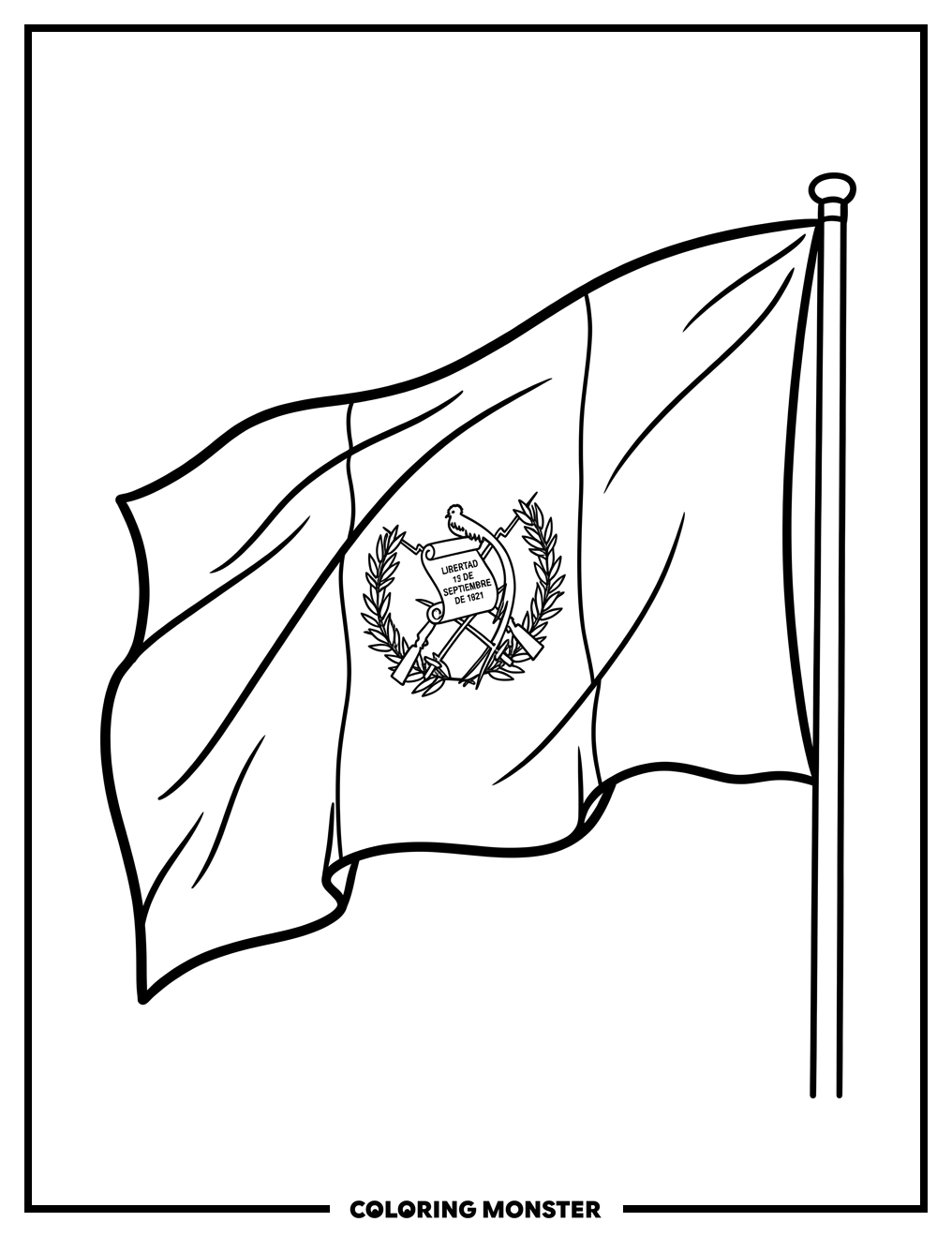 Guatemalan Flag Waving Coloring Page