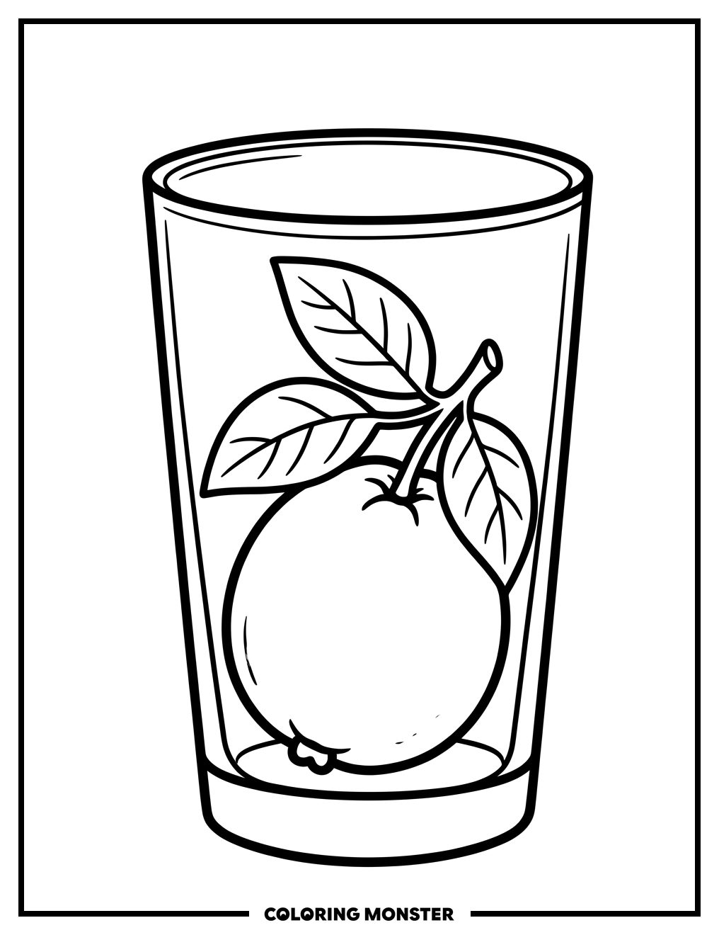 Guava Fruit in Glass Coloring Page