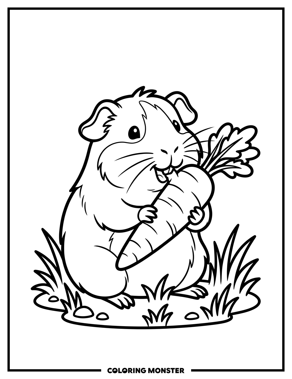 Guinea Pig Eating a Carrot Coloring Page